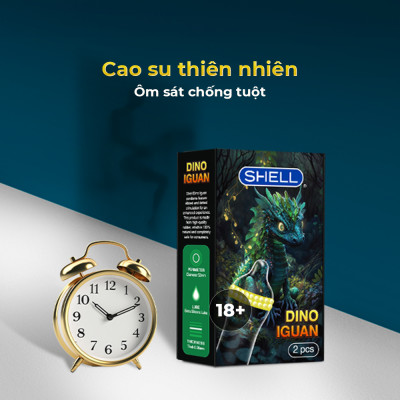 Bao cao su Shell Dino Iguan - 1 bao 2 vòng bi siêu lớn + 1 bao Shell Performax (Hộp 2 cái) | SHELL CHÍNH HÃNG