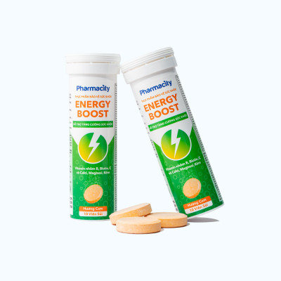 Viên sủi Pharmacity Energy Boost hương cam hỗ trợ tăng cường sức khỏe (Tuýp 10 viên)