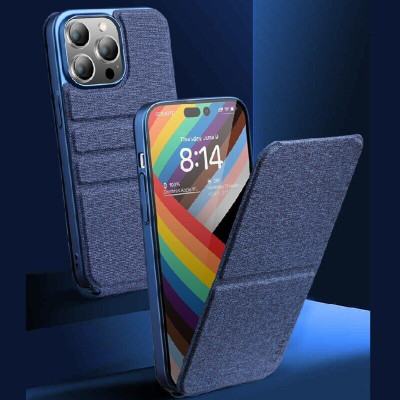 Case bao da ốp lưng canvas cho iPhone 14 Pro (6.1 inch) hiệu X-level Stand Journey bảo vệ camera, lật dọc kiêm giá đỡ điện thoại - hàng nhập khẩu