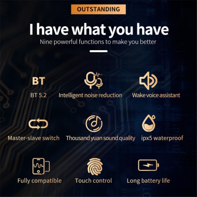 CINCATDY Tai Nghe Bluetooth V5.0 Earbuds Gaming Headphone True Wireless Headset J7 ANC - Hàng Chính Hãng