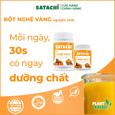 Bột Nghệ Vàng nguyên chất SATACHI. Tăng cường miễn dịch, sức khỏe tim mạch, ngủ ngon. Hộp 128g