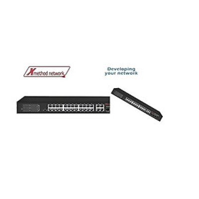 Bộ chuyển mạch 28 port unmanaged Ethernet switch, 24 port Fast Ethernet PoE, 4 Gigabit combo, 400W power supply - Xmethod Network - Hàng chính hãng 
