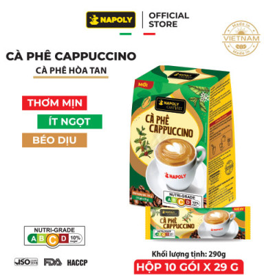 Cà Phê CAPPUCCINO Napoly Coffee Arabica/Robusta Hòa Tan Giữ Hương Vị Cà Phê, Đậm Đà, Thơm Béo Của Sữa