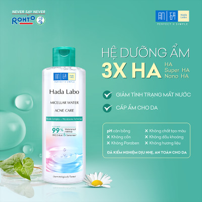 Nước tẩy trang sạch sâu cho da mụn, nhạy cảm Hada Labo Micellar Water Acne Care 240ml