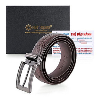 HP4449 - Dây nịt nam da đà điểu Huy Hoàng 3,5P da hột đầu kim màu nâu đất