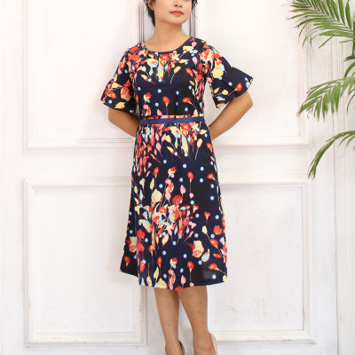 Váy nữ dự tiệc hoa tím sang trọng New4all kiểu Hàn Quốc hè 2019Váy nữ dự tiệc hoa tím sang trọng New4all kiểu Hàn Quốc hè 2019