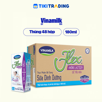 Thùng 48 Hộp Sữa tiệt trùng Vinamilk Flex không Lactose 180ml