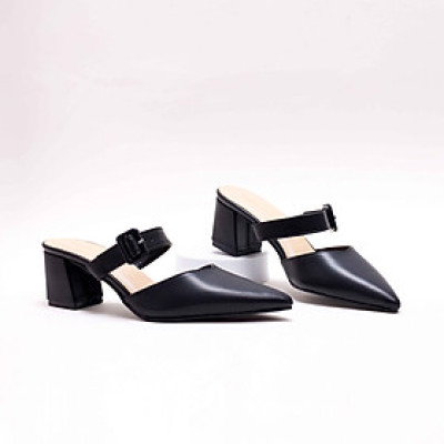 GIÀY CAO GÓT THỜI TRANG 5CM MULES MŨI NHỌN PHỐI KHÓA