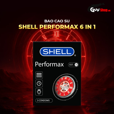 Bao cao su Shell Performax 6 in 1 kéo dài thời gian - Hộp 3 cái
