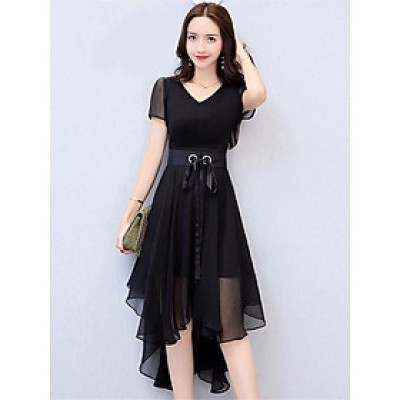 ĐẦM XÒE MULLET CỔ V - HN696