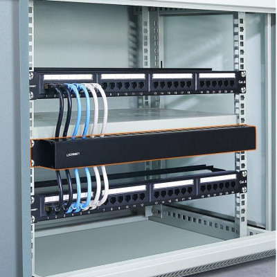 Ugreen UG70424NW128TK 24 cổng bộ kẹp dây cho Patch Panel RJ45 Management Rack màu đen - HÀNG CHÍNH HÃNG