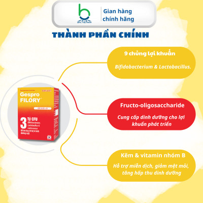 Men Vi Sinh Gespro Filory Bổ Sung Lợi Khuẩn, Hỗ Trợ Tiêu Hóa, Tăng Cường Sức Đề Kháng - 30 gói