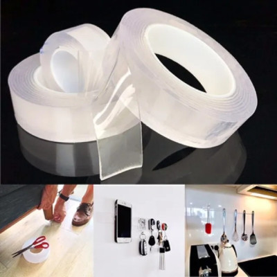 Băng Keo Nano 2 Mặt Trong Suốt Dài 5 Mét Siêu Dính, Có Thể Tái Sử Dụng, Độ dàn hồi cao - HENRYSA