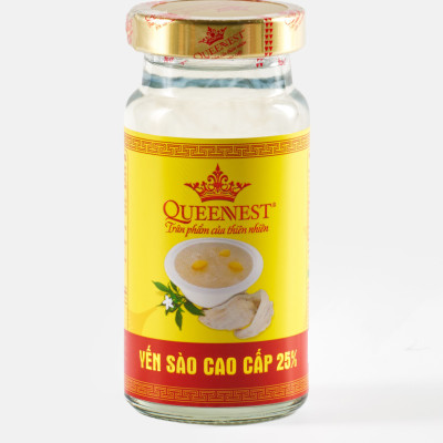 Yến sào chưng sẵn Queennest 25% - vị yến truyền thống - hũ 150ml - Hộp 6 hũ x 150ml - Hàng Chính Hãng