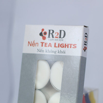 Nến không khói màu trắng tealight 10 viên dùng cho lò xông tinh dầu chính hãng R2D