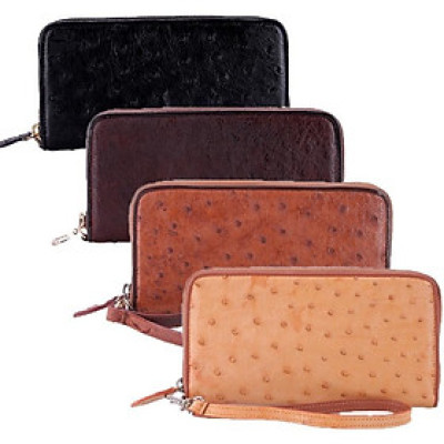 HC3429-30-31-32 - Bóp nữ da đà điểu Huy Hoàng 1 khóa vip màu đen, nâu đỏ, vàng bò, nâu đất