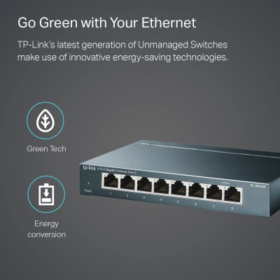 Switch TP-Link TL-SG108 Gigabit Hàng Chính Hãng - 8 cổng RJ45 10/100/1000Mbps, Vỏ Kim Loại