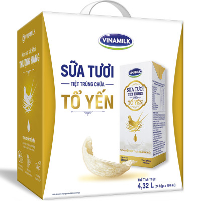 Thùng 24 hộp Sữa tươi tiệt trùng chứa tổ yến Vinamilk Green farm - hộp 180ml