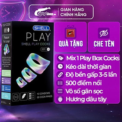 Bao cao su Shell Play Cocks 6 tính năng - Hộp 10 cái + 1 Play Box Cocks