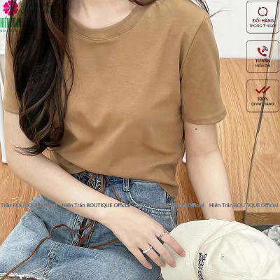 Áo thun nữ Hiền Trần BOUTIQUE nhiều màu sắc vải cotton cao cấp dáng suông trơn mặc mát, thấm hút mồ hôi cực tốt-AH01