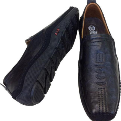 Giày mọi nam Trường Hải màu đen bò da bò thật cao cấp không bong tróc đế cao su chống mòn không trơn GMTH096