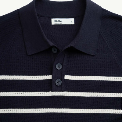 Áo Polo dệt kim nam kẻ sọc Form Fitted - RT 10F25KNI019 | ROUTINE CÀ MAU