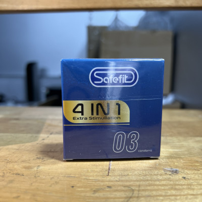 Bao cao su Safefit 4in1 gân gai, cổ thắt BCS kéo dài thời gian gai li ti hộp 3 chiếc, 12 chiếc