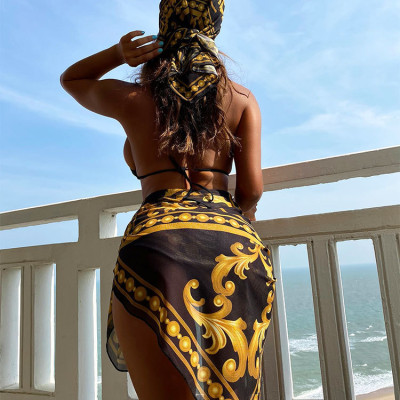 Bikini Đi Biển 3 Mảnh Có Khăn Quấn Siêu Quyến Rũ Cho Nữ