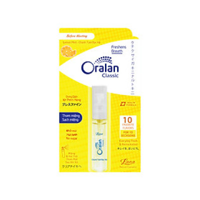 DUNG DỊCH Xịt Thơm Miệng Classic -LEMON MINT- Chanh Tươi Bạc Hà 8ml