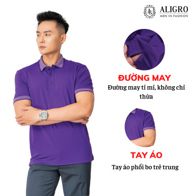 Áo Polo Nam Cộc Tay Trơn Màu Tím ALIGRO ALGPLO27