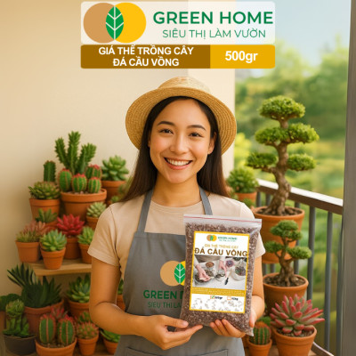 Đá Cầu Vồng Trồng Sen Đá GreenHome, Bao 500GR, Kích Rễ, Đậm Màu, Thoát Nước Tốt, Trộn Đất, Rải Bề Mặt Đều Tốt