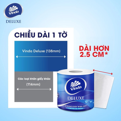 [MUA 1 LỐC GVS DELUXE TẶNG 1 CUỘN] Giấy vệ sinh cao cấp Vinda Deluxe 3 lớp (8 Cuộn)