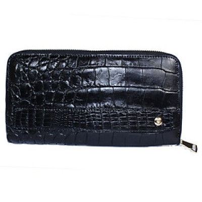 HP3750 - Ví nữ da cá sấu Huy Hoàng trơn nhiều ngăn cầm tay màu đen