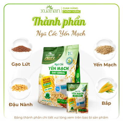 Ngũ Cốc Yến Mạch Xuân An [ít đường] Túi 400G {25g*16 gói}