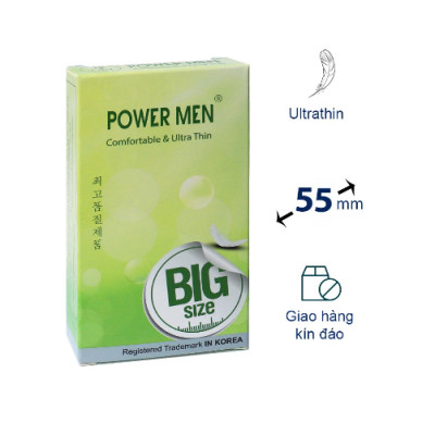 Bao Cao Su Cỡ Lớn Size 55 mm Siêu Mỏng Power Men Comfortable Ultrathin
