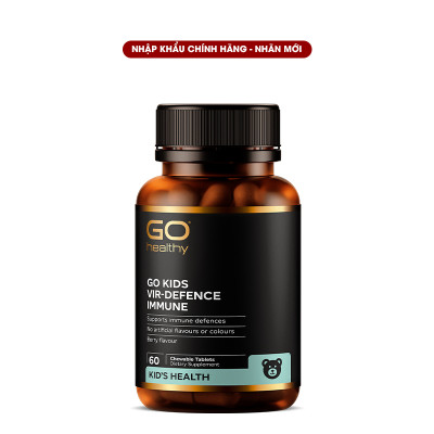 Viên nhai tăng sức đề kháng cho bé nhập khẩu chính hãng New Zealand GO KIDS VIR-DEFENCE IMMUNE  (60 viên) hỗ trợ tăng cường sức khỏe, tăng sức đề kháng; giảm tình trạng mệt mỏi hay ốm vặt ở trẻ em