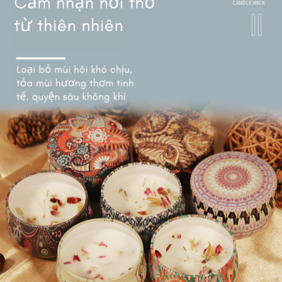 Nến thơm hoa khô thiên nhiên, sáp nến thơm phòng cao cấp giao màu, hình, họa tiết hộp ngẫu nhiên - Nhập khẩu