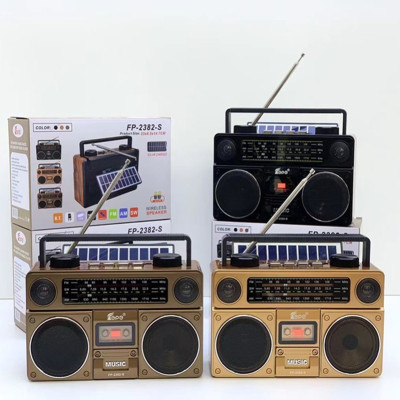 Đài Radio Nghe Nhạc FP-2382-S -Sạc Năng Lượng Mặt Trời, Đài FM, AM, SW-Thiết Kế Cổ Điển Sang Trọng, Ăn-Ten Bắt Sóng Mạnh, Hỗ Trợ Cắm USB-Thẻ Nhớ-Hàng Chính Hãng