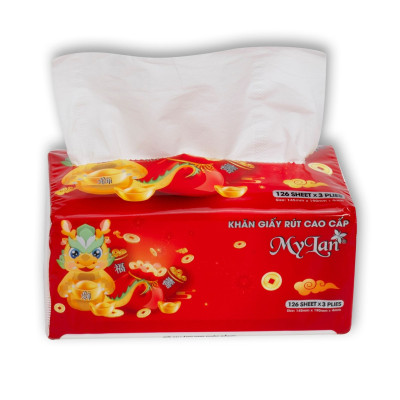 10 Gói Khăn Giấy Rút Tết Cao Cấp MyLan Siêu Dai Mềm Mịn, Không Bụi, An Toàn Cho Da, Hàng Chính Hãng