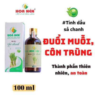 Tinh dầu Sả Chanh nguyên chất 100ml - Hoa Nén - Vegan - Đuổi muỗi, giải cảm, khử mùi