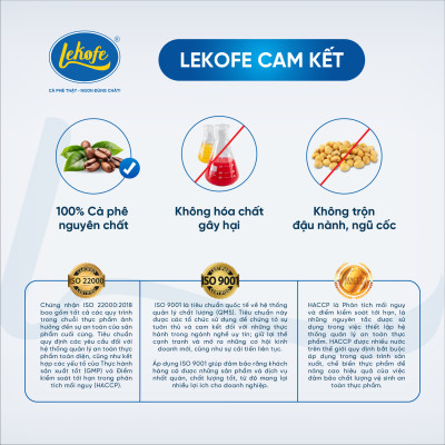 Cà phê rang xay Bình Minh Lekofe 100% Robusta Đắng đậm chát nhẹ Túi 500gram