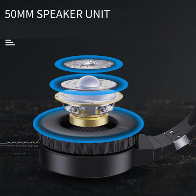 Tai nghe chơi game gắn trên đầu có dây HXSJ F16 với Bộ điều khiển 50mm Micrô đa hướng Hiệu ứng ánh sáng RGB USB