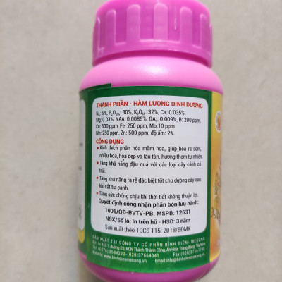 Phân bón lá đầu trâu MK 6-30-32+TE chuyên cho Lan - hoa Hồng và hoa cảnh giúp RA NHIỀU HOA - HOA LÂU TÀN hộp 100g