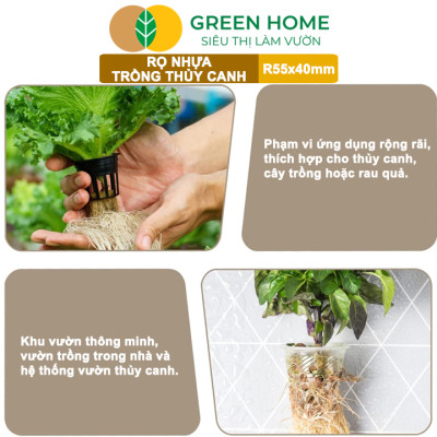 10 Rọ Trồng Rau Thủy Canh GreenHome, 55x55x40mm, Chuyên Dùng Trồng Cây, Tiện Lợi