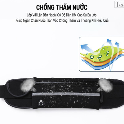 Túi Đeo Bụng Chạy Bộ Chống Nước Teement TM01, Đai Đeo Điện Thoại Chạy Bộ, Túi Đeo Hông Chạy Bộ Phản Quang -hàng Chính Hãng