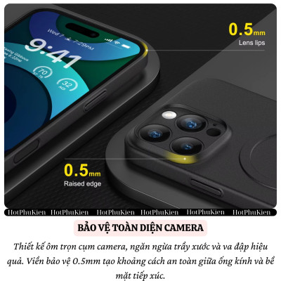 Ốp lưng nhám từ tính N52 siêu mỏng 0.3mm hiệu Memumi Slim Magnetic cho iPhone 16 Pro Max 15 Pro Max 14 Pro Max - màng bảo vệ camera, mặt lưng chống bám bẩn - Hàng nhập khẩu