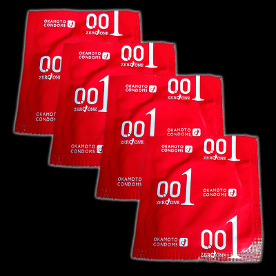 Bao cao su Okamoto 0.01 Hydro Polyurethane (PU). Bao cao su Nhật Bản siêu mỏng chỉ 0.01mm bằng 1/6 độ dày sợi tóc, cho cảm nhận truyền nhiệt nhanh (Hộp 4 Cái) 