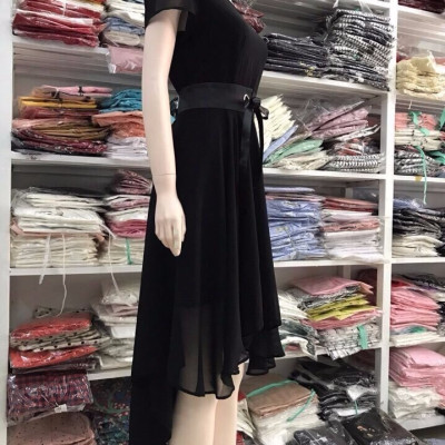 ĐẦM XÒE MULLET CỔ V - HN696