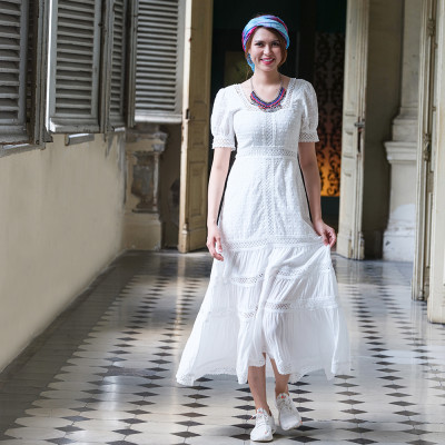 Đầm Maxi Trắng Đầm Maxi Đi Biển Thời trang thiết kế Hity DRE119 (Trắng Kim Cương)