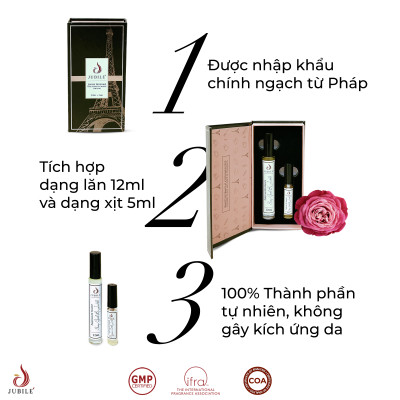 Le by Jubilé - Tinh dầu nước hoa Pháp nữ Dạng lăn 12ml Thơm Lâu, Sang Trọng, Quyến Rũ